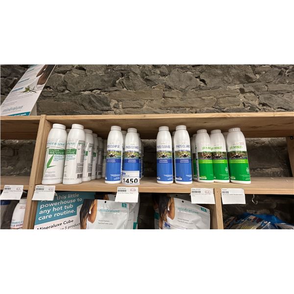 GROUP LOT 16 X PHOS CLEANSE, 10 X FILTER REVIVE, 9 X PH MINUS. RETAIL $813