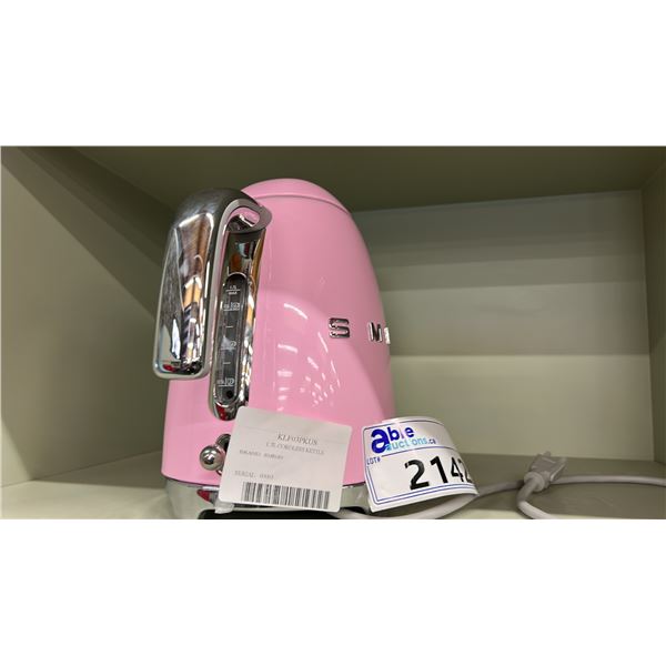 SMEG 1.7 LITRE CORDLESS KETTLE. PINK, MODEL KLF03PKUS