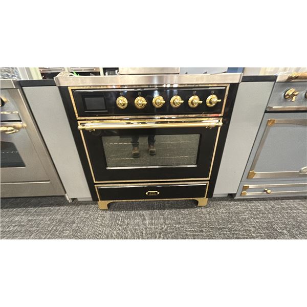 ILVE MAJESTIC 36" DUAL FUEL RANGE WITH 6 SEALED BURNERS MODEL UM09FDNS3BKG RETAIL $13,809