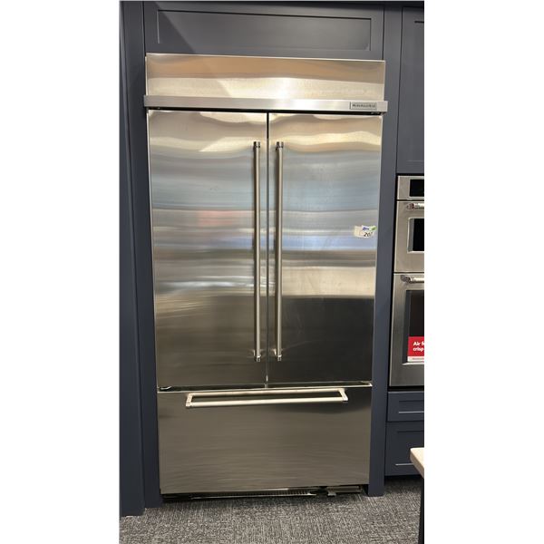 KITCHENAID 24.2 CU FT 42" WIDTH BUILT-IN STAINLESS FRENCH DOOR REFRIGERATOR MODEL KBFN502ESS W/ P...