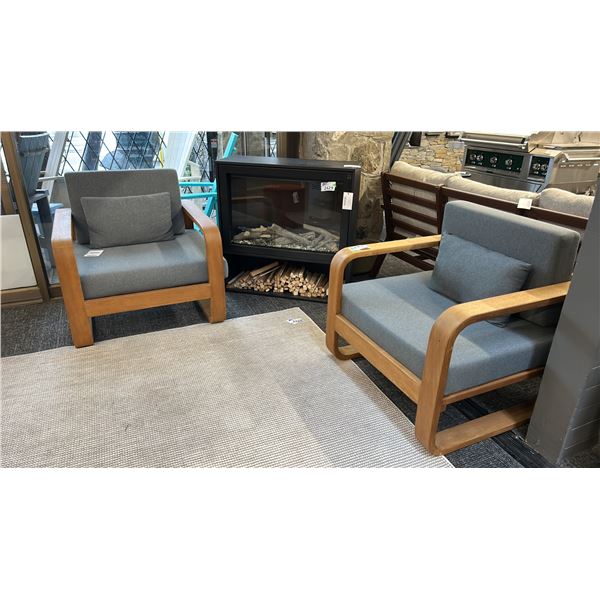 PAIR OF FIG AND CHERRY LEWIS ARMCHAIRS