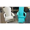 Image 1 : 2 ADIRONDAK STYLE CHAIRS WHITE, TURQOISE WITH ONE FOOT STOOL