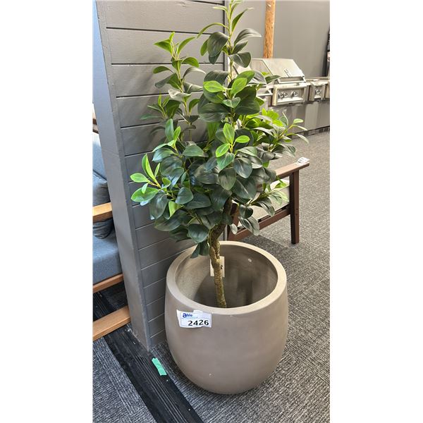 19"D CERAMIC POT WITH 52" FAUX PLANT