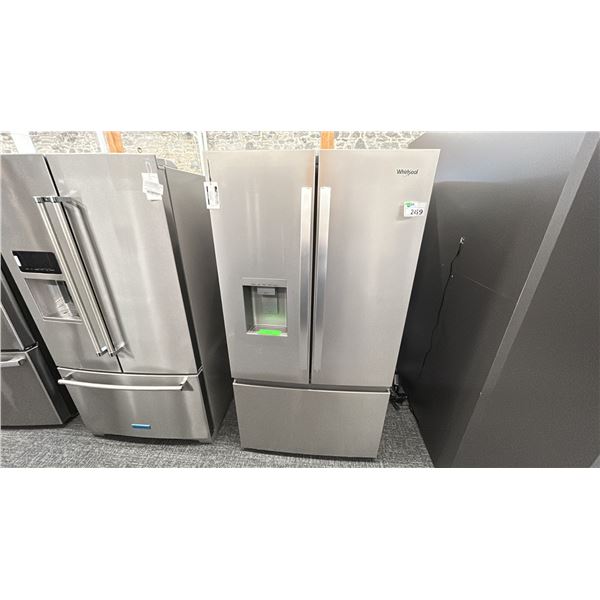 WHIRLPOOL 36" X 70"H. FRENCH DOOR REFRIGERATOR W/ EXT WATER & ICE DISPENSER. MODEL WRFF3536SZ RET...