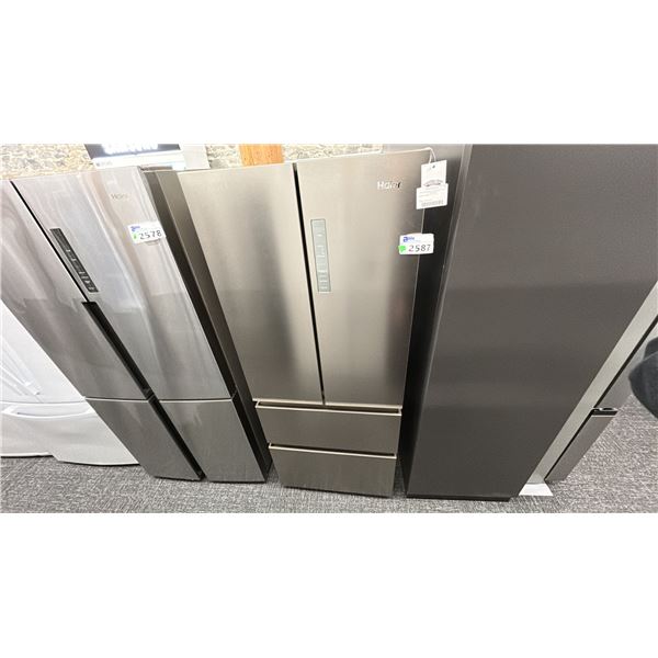 HAIER 28"W X 70"H. FREESTANDING COUNTER DEPTH 4 DOOR FRENCH DOOR. MODEL QJS15HYRFS