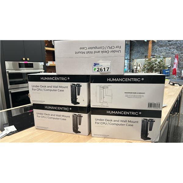 5 X NEW IN BOX HUMANCENTRIC UNDER DESK AND WALL MOUNT FOR CPU/COMPUTER