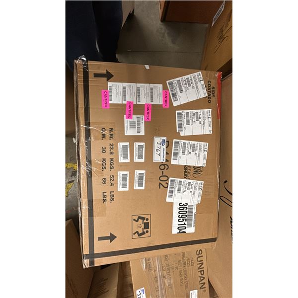 ASHLEY FURNITURE DROP LEAF PATIO TABLE AND FOUR CHAIRS. MODEL D398-15 AND D446-02