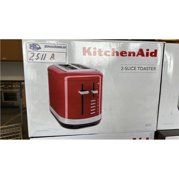 KITCHEN AID 2-SLICE TOASTER. MODEL KMT2109ER. EMPIRE RED