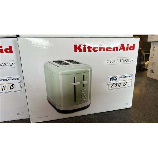 KITCHENAID 2-SLICE TOASTER MODEL KMT2109PT. PISTACHIO