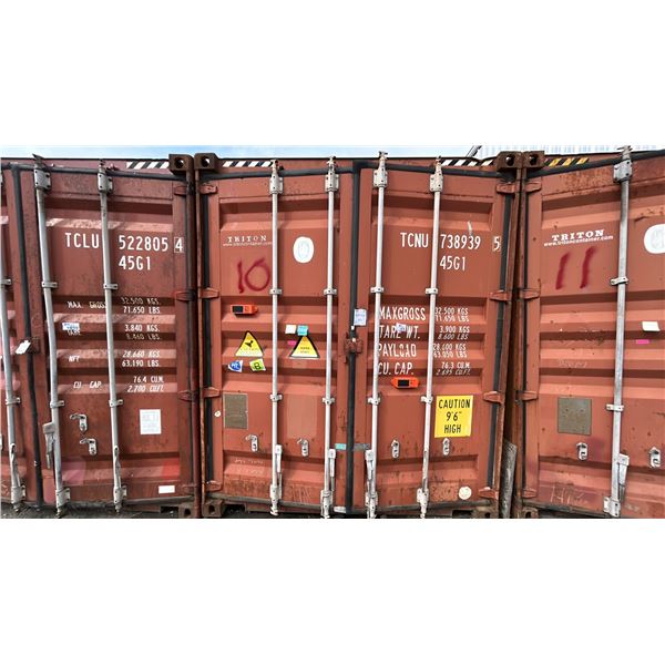 40' HIGH CUBE SHIPPING CONTAINER. 8' 6" HIGH.