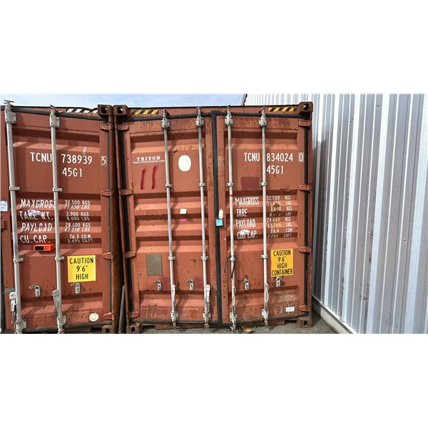 40' HIGH CUBE SHIPPING CONTAINER. 8' 6" HIGH.