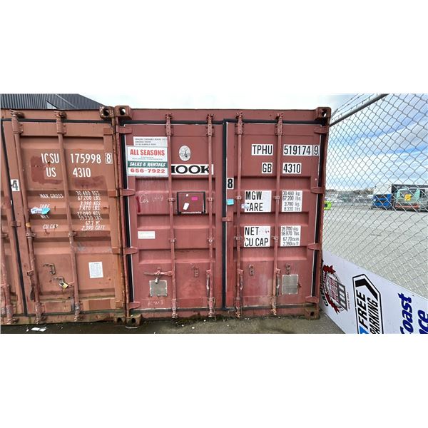 40' STORAGE CONTAINER-RED COLOR. METAL. METAL SIDE DOOR. LED