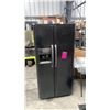 Image 1 : USED FRIGIDAIRE 33" SIDE BY SIDE BLACK FRIDGE. NOT CLEAN. USED IN WAREHOUSE AS STAFF FRIDGE