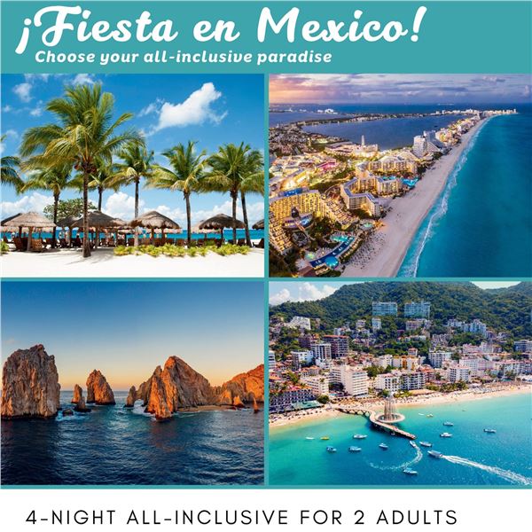 Mexico: 4 Night All-Inclusive Beachfront Vacation for 2 Adults. Choose from 4 Amazing Destinations!