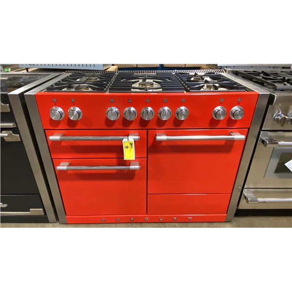 AGA MERCURY MODEL AMC48DF-RED. 48" DUAL-FUEL 5 BURNER RANGE IN PICCADILLY RED WITH 7 MODE MULTI