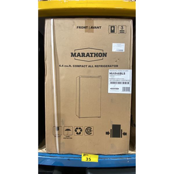 STIRLING MARATHON MODEL MAR46BLS. BLACK STEEL 4.4 CU. FT. DELUXE COMPACT BAR REFRIGERATOR