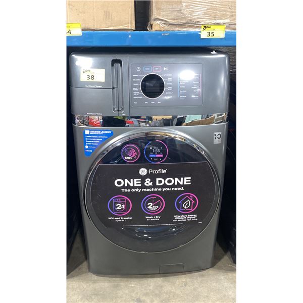 G.E APPLIANCES MODEL PFQ97HSPVDS. 5.5 CU. FT. ALL IN ONE VENTLESS WASHER/DRYER ULTRA FAST COMBO