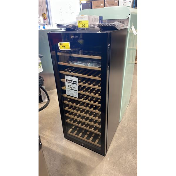 DANBY MODEL DWC94L1B. 21.6" BLACK SINGLE DOOR GLASS FRONT WINE CHILLER