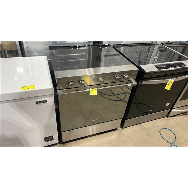 HAIER MODEL QCSS740RNSS. 30" STAINLESS STEEL SMART SLIDE-IN ELECTRIC RANGE
