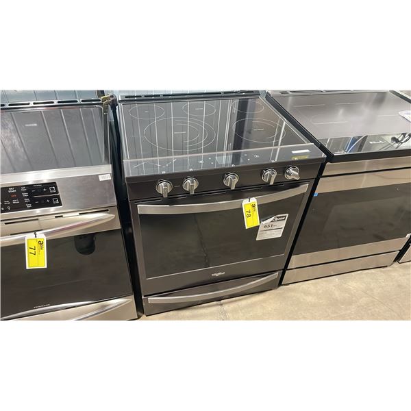 WHIRLPOOL MODEL YWEE750H0HV. 30" SMART SLIDE-IN 4 BURNER WITH WARMING ZONE ELECTRIC RANGE WITH