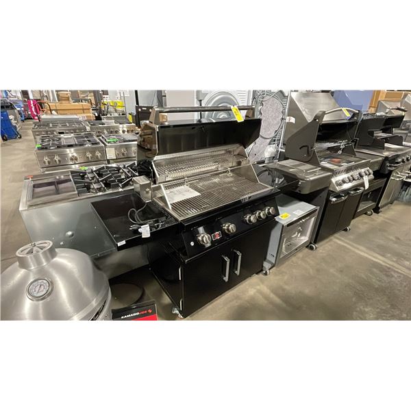 BONEFIRE MODEL CBF4DD-B-LP. BLACK 4 BURNER PROPANE OUTDOOR GRILL WITH INFRARED & POWERED ROTISSERIE