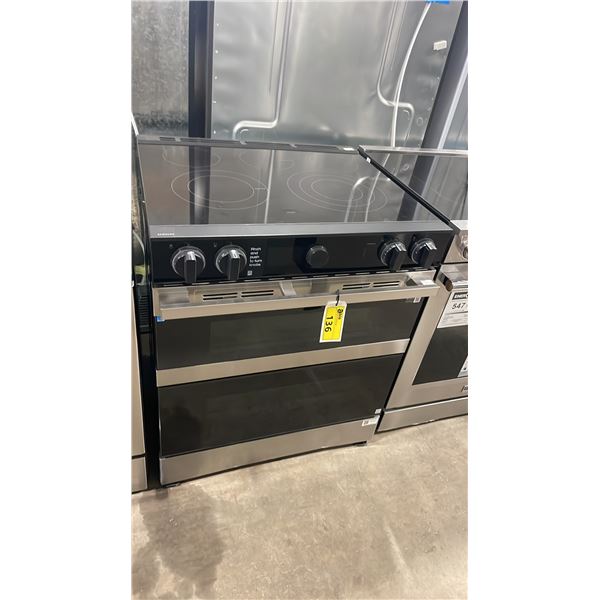 SAMSUNG MODEL NSE6DG8550SRAC. 30" SMART STAINLESS STEEL ELECTRIC SLIDE IN RANGE WITH