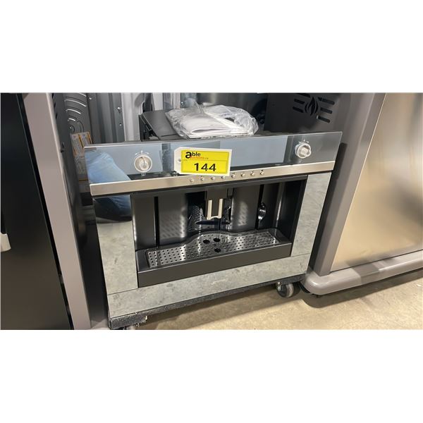 SMEG MODEL CMSCU451S. GLASS FRONT 24" FULLY AUTOMATIC BUILT-IN COFFEE BREW STATION WITH