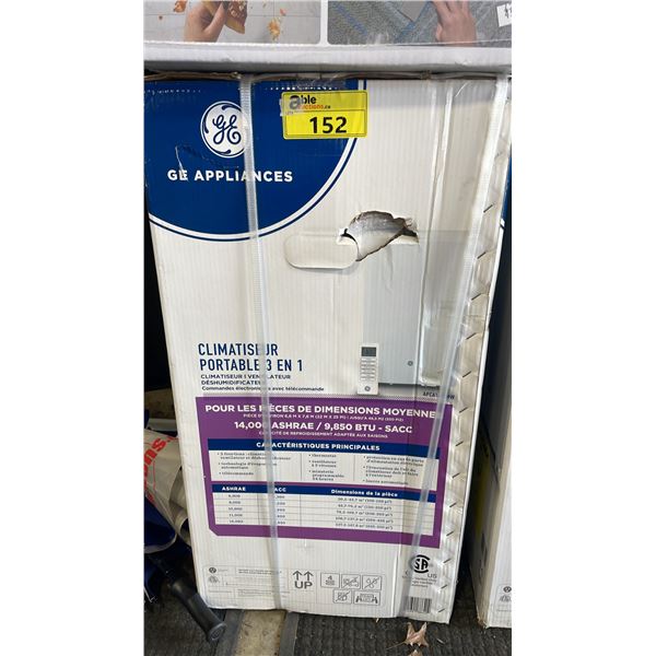 GE APPLIANCES MODEL APCA14YBMW. 14,000 BTU SMART PORTABLE AIR CONDITIONER