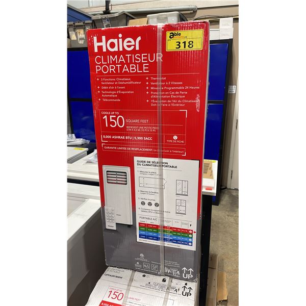 HAIER MODEL QPFA08YBMW WHITE 8,000 ASHRAE BTU PORTABLE ELECTRIC AIR CONDITIONER *IN BOX*