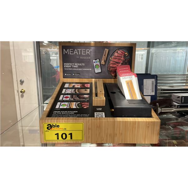 ASSORTED ENO & BROIL KING PROFESSIONAL OUTDOOR GRILLING TOOLS & TRAEGER MEATER DISPLAY STAND