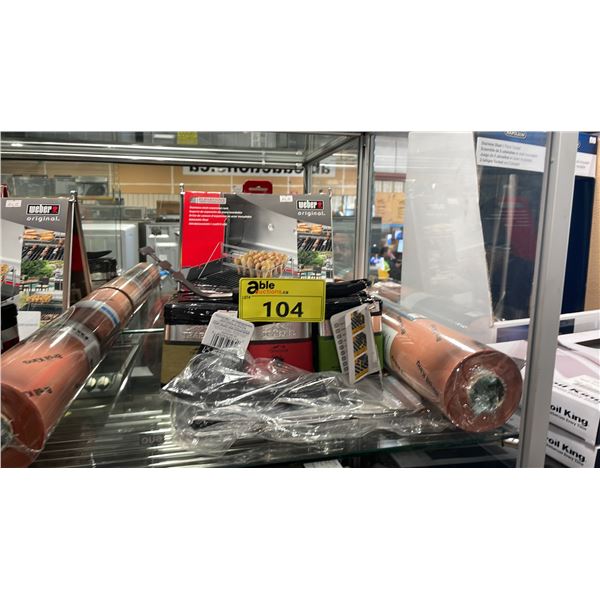 WEBER ELEVATED RACK, GRILLING LINERS, BROIL KING MEAT WRAP PAPER, ASSORTED TRAEGER SPICES &