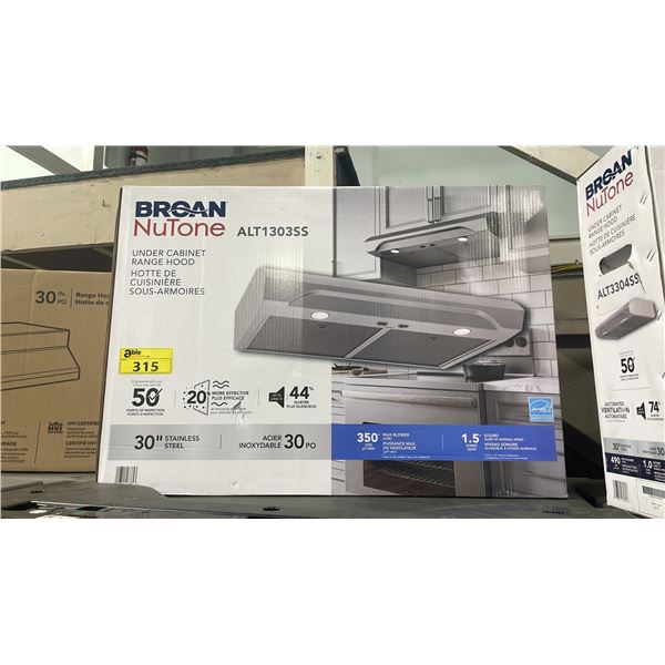 BROAN NUTONE MODEL ALT1303SS. STAINLESS STEEL 30" RANGE HOOD *IN BOX*