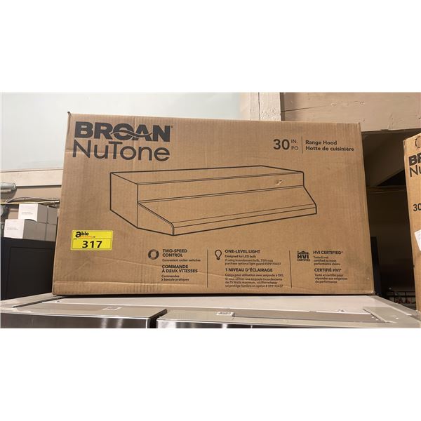 BROAN NUTONE MODEL BU230SF. STAINLESS STEEL 30" RANGE HOOD *IN BOX*