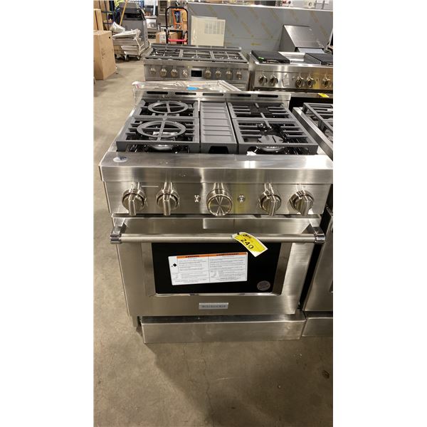 KITCHENAID MODEL KFGC500JSS. STAINLESS STEEL 30" SMART COMMERCIAL STYLE NATURAL GAS RANGE