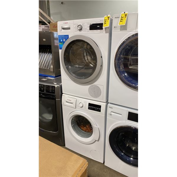 BOSCH MODEL WAT28400UC. & WTW87NH1UC. WHITE STACKABLE COMPACT FRONT LOAD 300 SERIES WASHER WITH 500