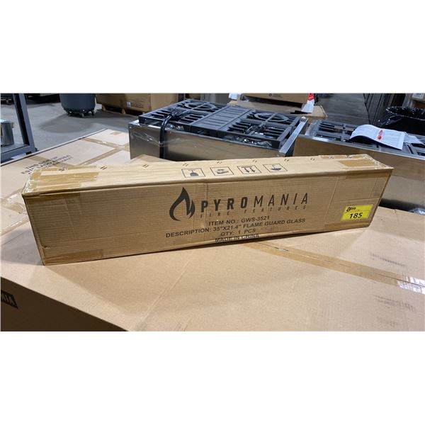 PYROMANIA MODEL GWS-3521. 35" X 21.4" FLAME GUARD GLASS *IN BOX*