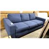 Image 1 : BLUE FABRIC MODERN 3 SEAT SINGLE FOLD OUT HIDE A BED SOFA APPROX 80"L X 37"D