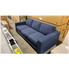 Image 2 : BLUE FABRIC MODERN 3 SEAT SINGLE FOLD OUT HIDE A BED SOFA APPROX 80"L X 37"D