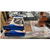 Image 2 : SHELF OF ASSORTED GRILL ACCESSORIES- 2 NAPOLEON BBQ SMOKING STARTER KITS, CAST IRON PLANCHA,