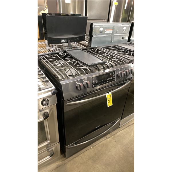 FRIGIDAIRE MODEL FGGH3047VD. 5.4 CU.FT. STAINLESS & BLACK 5 BURNER RANGE STOVE