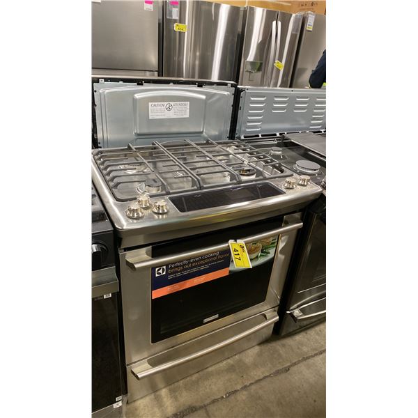 ELECTROLUX MODEL EW30DS8CRS. STAINLESS STEEL SLIDE IN DUAL FUEL 5 BURNER RANGE STOVE