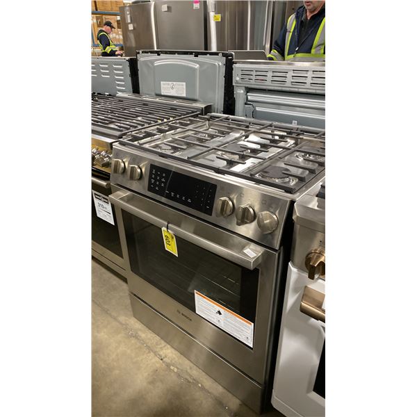BOSCH MODEL HDIP056C. DUAL FUEL SLIDE IN STAINLESS STEEL RANGE WITH 5 BURNERS