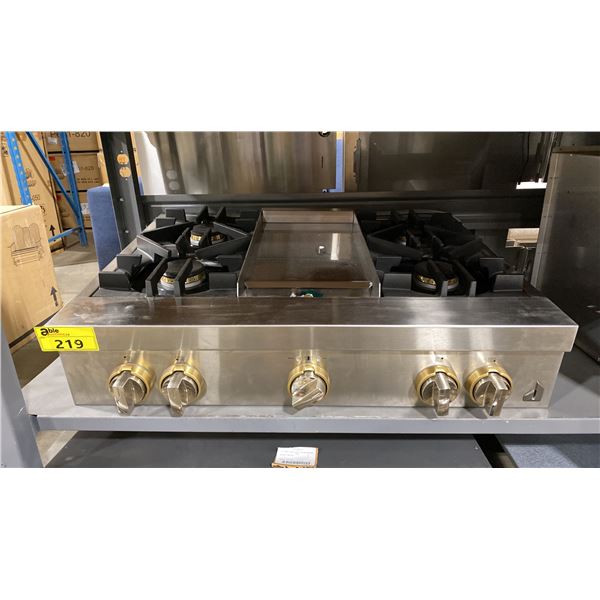 JENNAIR 36" 4 BURNER GAS PROFESSIONAL STYLE RANGE TOP WITH MIDDLE GRIDDLE