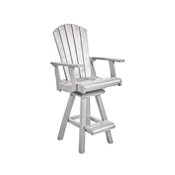 C.R. PLASTIC PRODUCTS MODEL C25-16. SWIVEL PUB STYLE OUTDOOR PATIO ARM CHAIR COLOR CHOCOLATE
