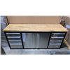 Image 1 : TRINITY 72" 8 DRAWER, 2 DOOR BLACK/STAINLESS STEEL MOBILE LOCKING WORKBENCH WITH NATURAL WOOD TOP