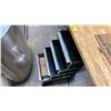 Image 2 : TRINITY 72" 8 DRAWER, 2 DOOR BLACK/STAINLESS STEEL MOBILE LOCKING WORKBENCH WITH NATURAL WOOD TOP