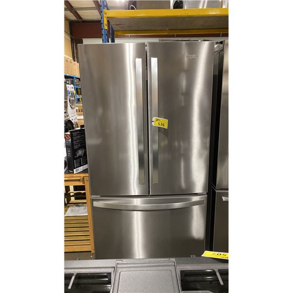 WHIRLPOOL MODEL WRFF3036RZ. 36" 25.2 CU FT FULL DEPTH FRENCH DOOR REFRIGERATOR