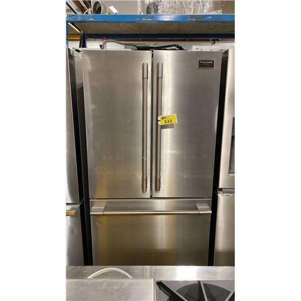 FULGOR MILANO MODEL F6FBM36S1. 600 SERIES STAINLESS STEEL FRENCH DOOR REFRIGERATOR WITH INTERNAL