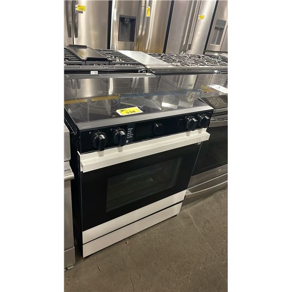 SAMSUNG MODEL NSE6DB850012AC. 30" BLACK/WHITE BESPOKE SMART SLIDE IN ELECTRIC RANGE WITH