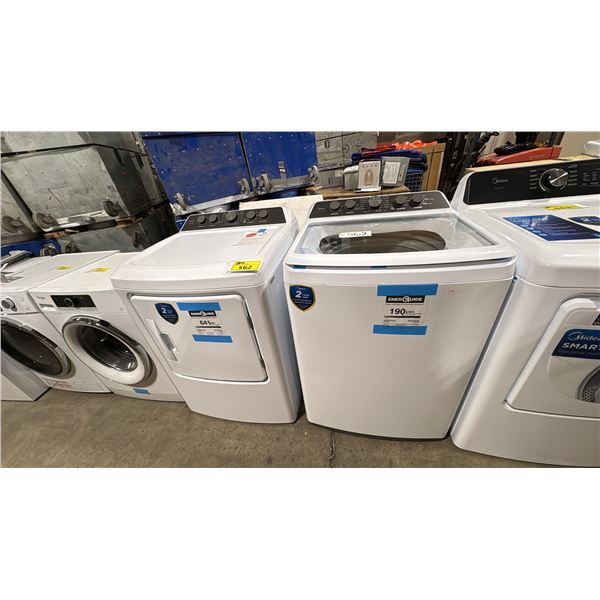 MIDEA MODEL MLV47C4AWW & MLE47C4AWW. WHITE TOP LOAD WASHER / FRONT LOAD SENSOR DRYER SET